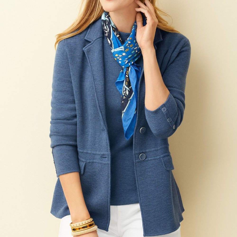Talbots Blue Knit Blazer